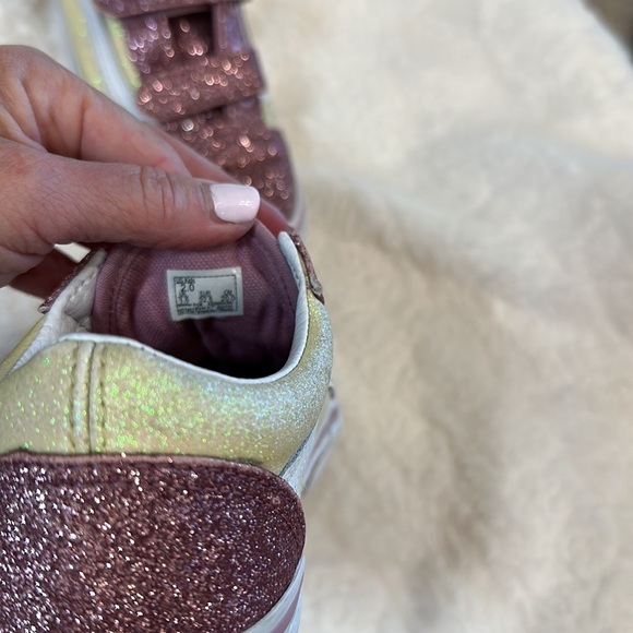 🥳Host Pick!!!🤩🤩🤩🤩😁Vans pink and yellow glitter kid girls size 2 US - Picture 3 of 9